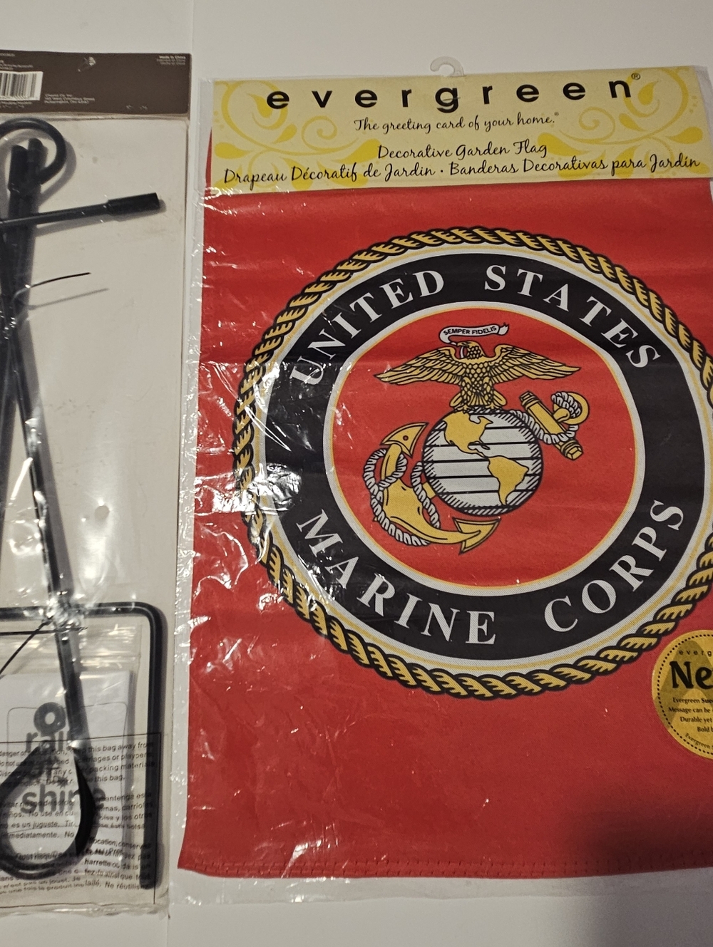 Evergreen 18"×12" United States Marine Corps Double Sided Hanging Garden Flag &